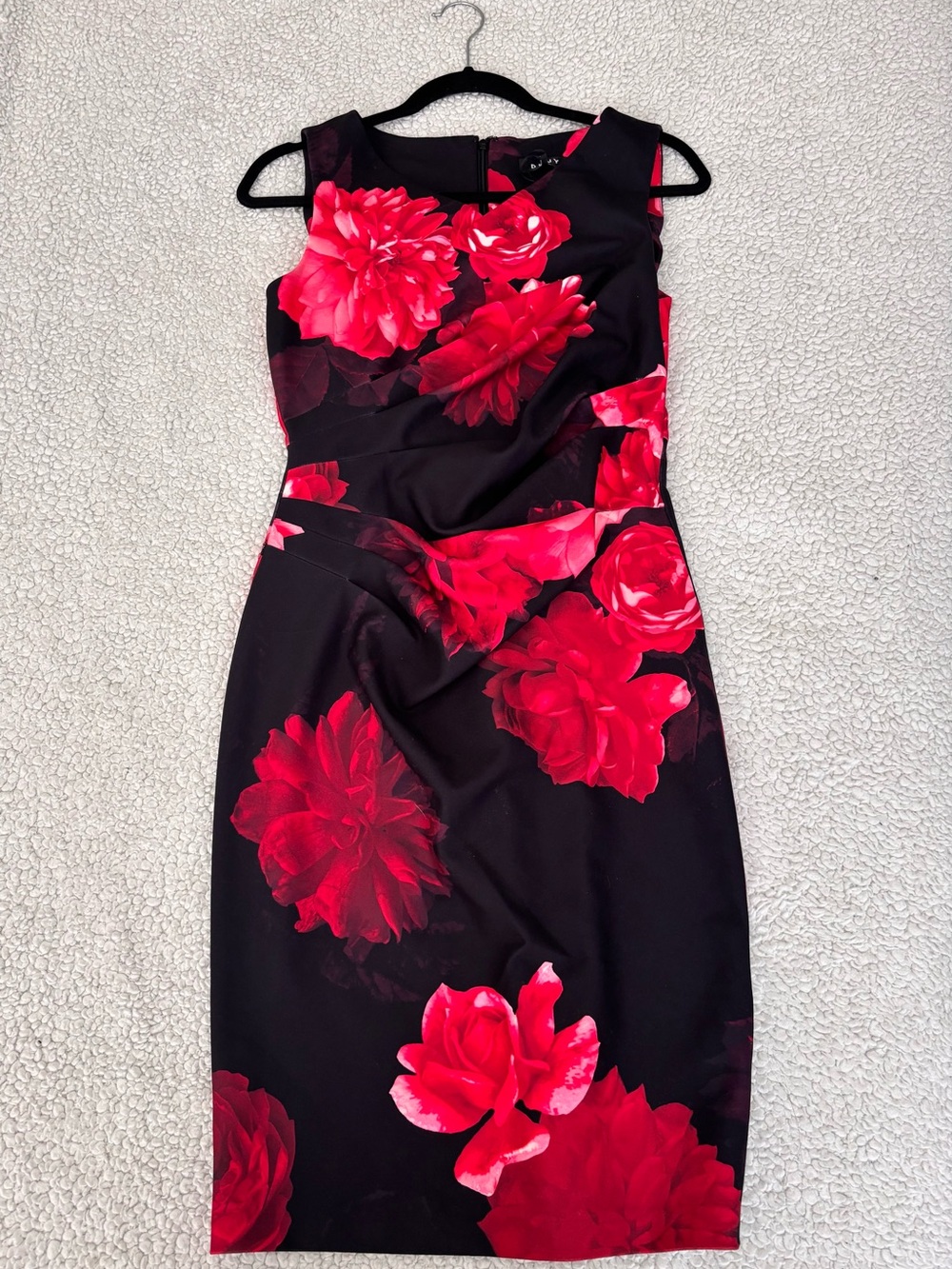 Black & Red Floral Sheath Dress